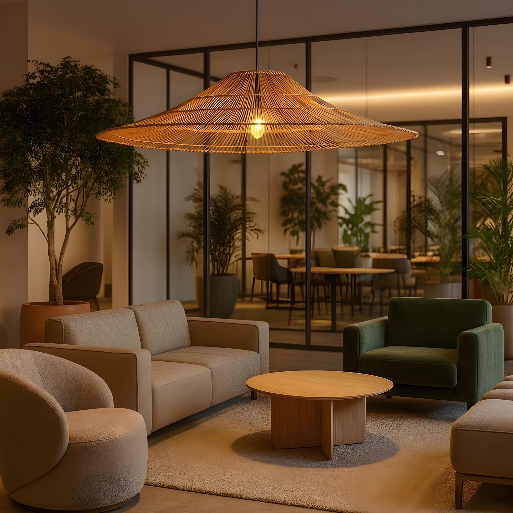 Rattan Cafe Lamp | Bamboo Chandelier Lamp